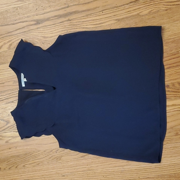 41 Hawthorn Dawney scallop trim navy blouse, size medium - Picture 1 of 4
